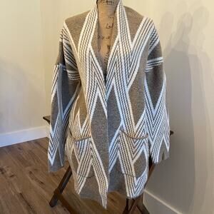 Tan & White Cardigan by Red Size Medium